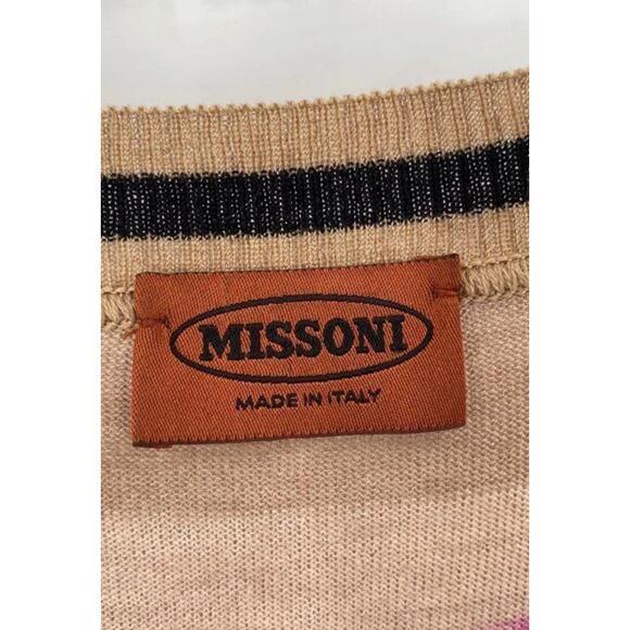 Missoni Italy Short Sleeve Round Neck Lightly Sheer Sweater Dress Sz. 48 - Picture 6 of 9